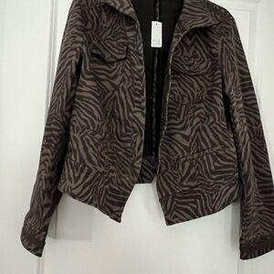White House Black Market Brown Zebra Print Utility Jacket
